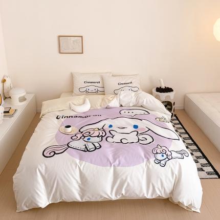 91家纺网 家纺一手货源 找家纺 （总）猪先生 2023新款全棉水洗棉三丽鸥大版卡通印花四件套