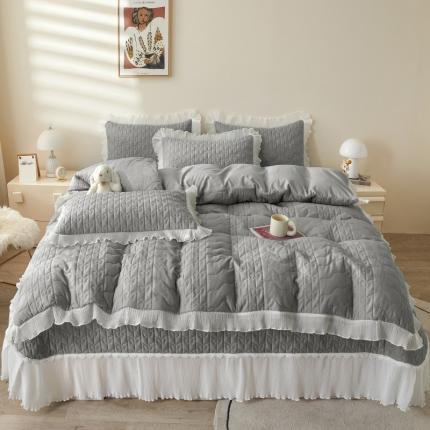 91家纺网 家纺一手货源 找家纺 （总）宜凡 2023新款床盖纯色系列夹棉被套四件套