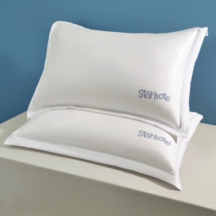 蓝冰家纺 2023新款水洗真丝印花宽边枕套 白