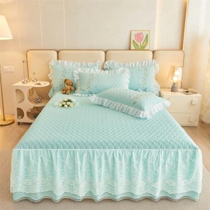 91家纺网 家纺一手货源 找家纺 宜凡 2023新A类云柔棉床笠式床裙三件套 天空之城-轻氧蓝