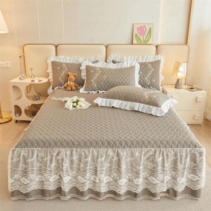 宜凡 2023新A类云柔棉床笠式床裙三件套 天空之城-星辰灰