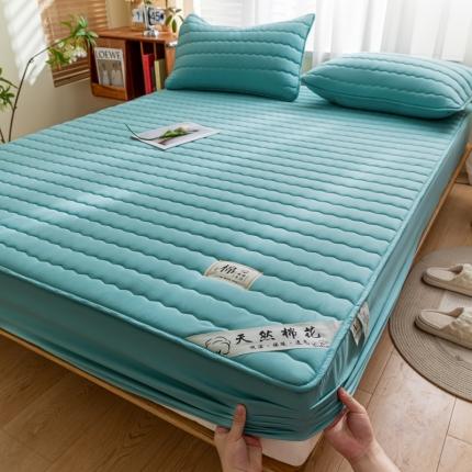91家纺网 家纺一手货源 找家纺 鑫钰 2023新款亲肤棉新疆棉花原棉床笠床罩床垫保护垫 孔雀绿