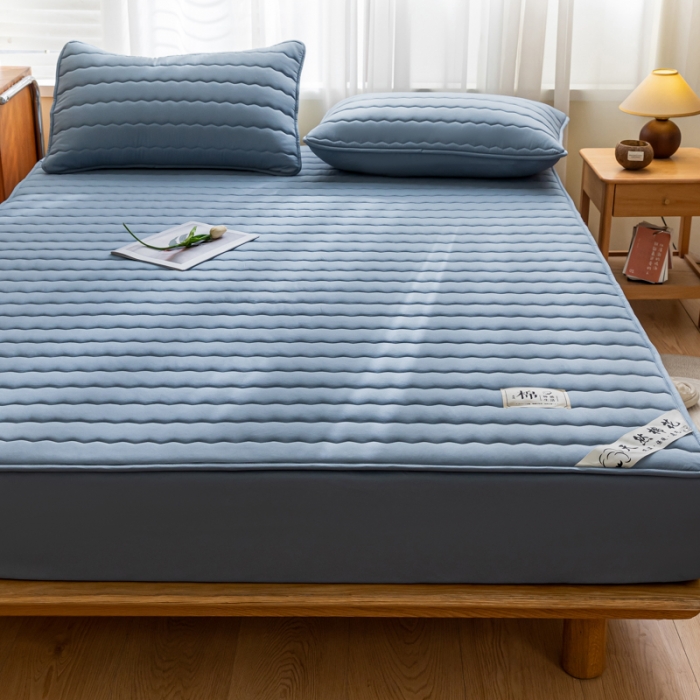 91家纺网 家纺一手货源 找家纺 鑫钰 2023新款亲肤棉新疆棉花原棉床笠床罩床垫保护垫 宝石蓝