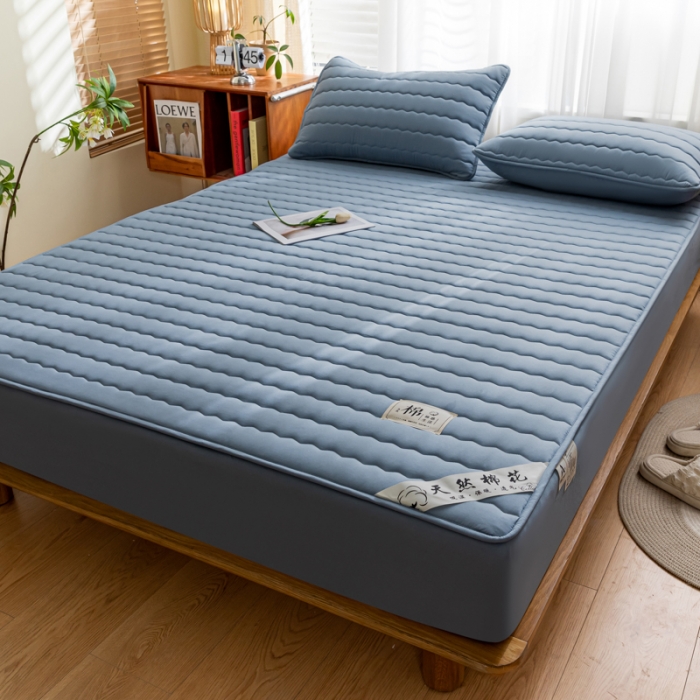 91家纺网 家纺一手货源 找家纺 鑫钰 2023新款亲肤棉新疆棉花原棉床笠床罩床垫保护垫 宝石蓝