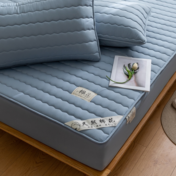 91家纺网 家纺一手货源 找家纺 鑫钰 2023新款亲肤棉新疆棉花原棉床笠床罩床垫保护垫 宝石蓝