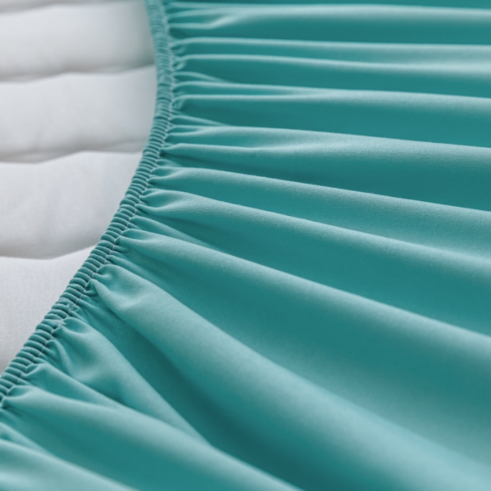 91家纺网 家纺一手货源 找家纺 鑫钰 2023新款亲肤棉新疆棉花原棉床笠床罩床垫保护垫 孔雀绿