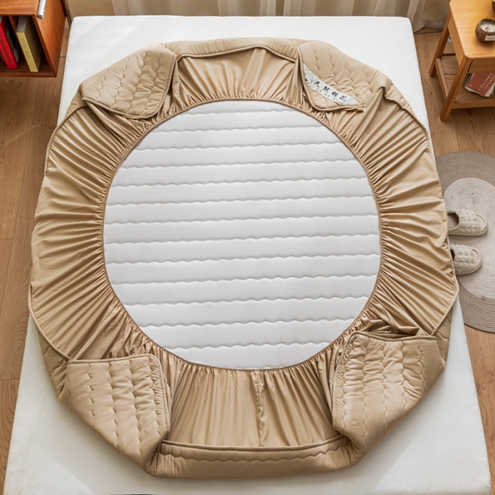 91家纺网 家纺一手货源 找家纺 鑫钰 2023新款亲肤棉新疆棉花原棉床笠床罩床垫保护垫 奶咖