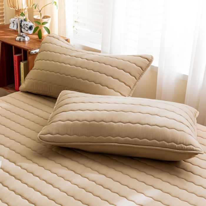 91家纺网 家纺一手货源 找家纺 鑫钰 2023新款亲肤棉新疆棉花原棉床笠床罩床垫保护垫 奶咖