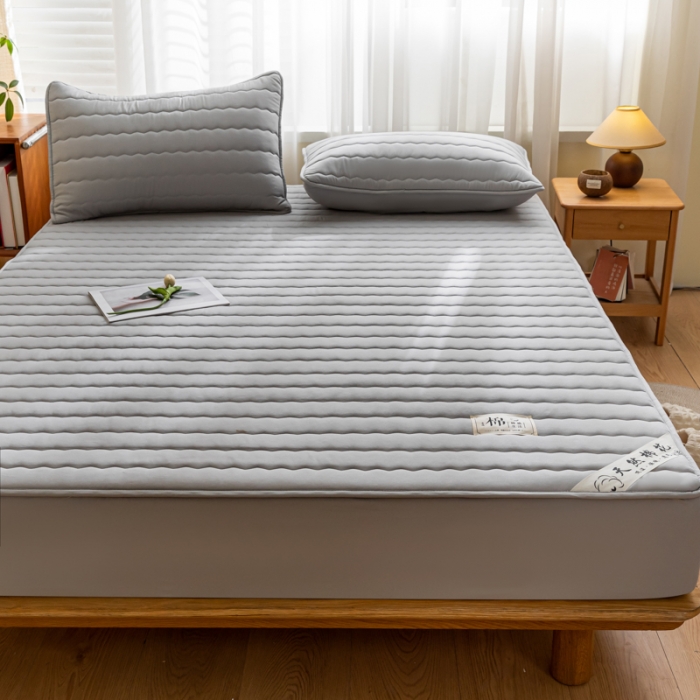 91家纺网 家纺一手货源 找家纺 鑫钰 2023新款亲肤棉新疆棉花原棉床笠床罩床垫保护垫 雅致灰