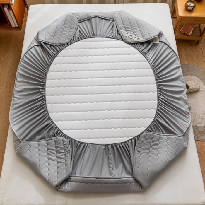 91家纺网 家纺一手货源 找家纺 鑫钰 2023新款亲肤棉新疆棉花原棉床笠床罩床垫保护垫 雅致灰