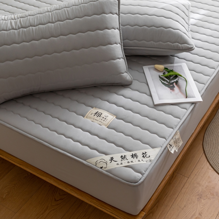 91家纺网 家纺一手货源 找家纺 鑫钰 2023新款亲肤棉新疆棉花原棉床笠床罩床垫保护垫 雅致灰