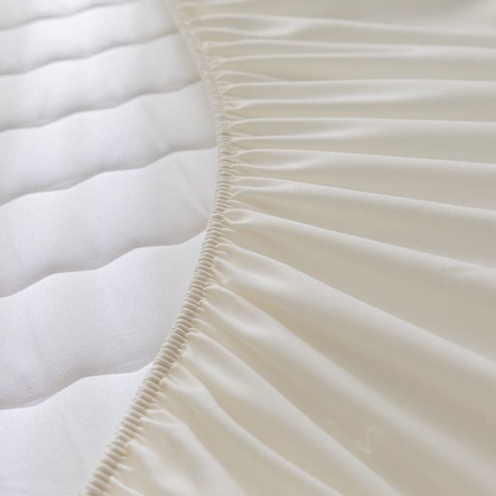 91家纺网 家纺一手货源 找家纺 鑫钰 2023新款亲肤棉新疆棉花原棉床笠床罩床垫保护垫 珍珠白