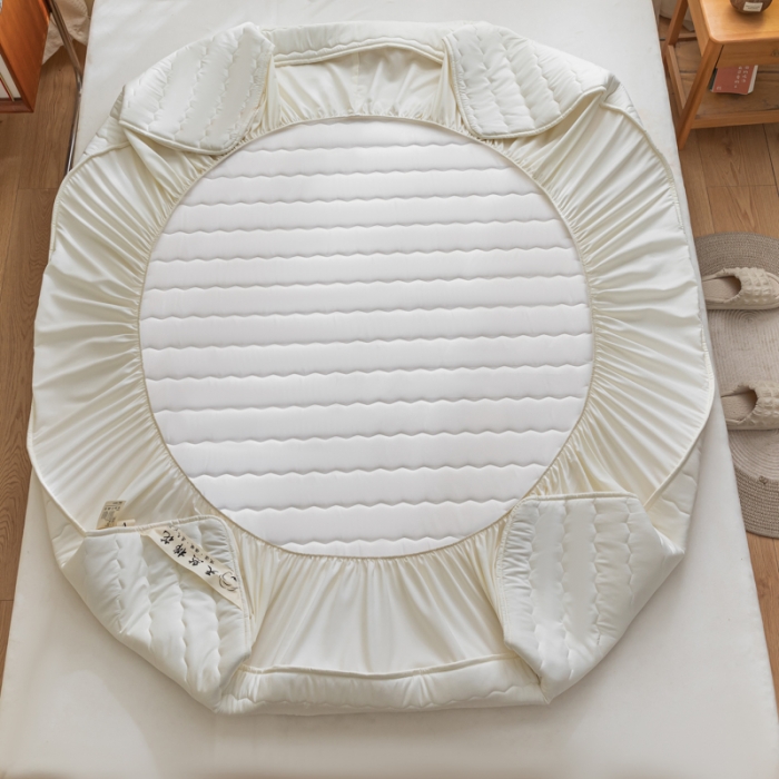91家纺网 家纺一手货源 找家纺 鑫钰 2023新款亲肤棉新疆棉花原棉床笠床罩床垫保护垫 珍珠白
