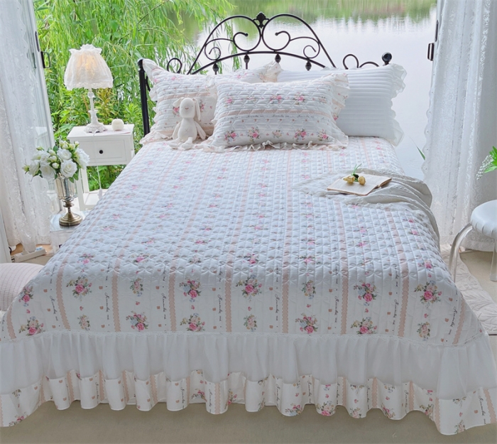 91家纺网 家纺一手货源 找家纺 菊上 2023秋冬新款欧根纱系列单品床盖 艾莎