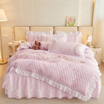 宜凡 2023新款A类云柔棉床笠式床裙四件套 天空之城-优雅紫