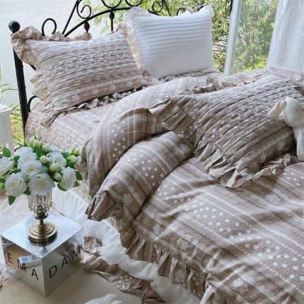 91家纺网 家纺一手货源 找家纺 （总）菊上 2023秋冬新款欧根纱系列床盖四件套