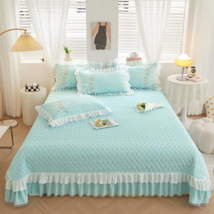 宜凡 2023新款A类云柔棉床盖夹棉三件套 轻氧蓝