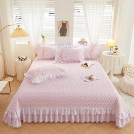 宜凡 2023新款A类云柔棉床盖夹棉三件套 优雅紫