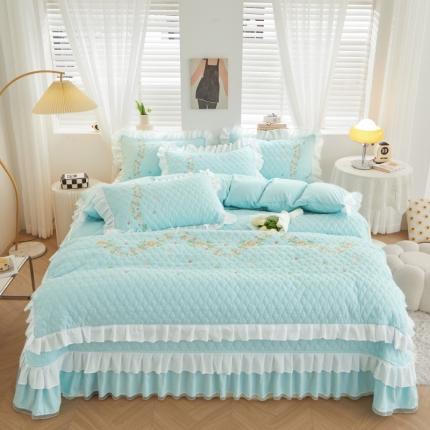 宜凡 2023新款A类云柔棉床盖夹棉四件套 轻氧蓝