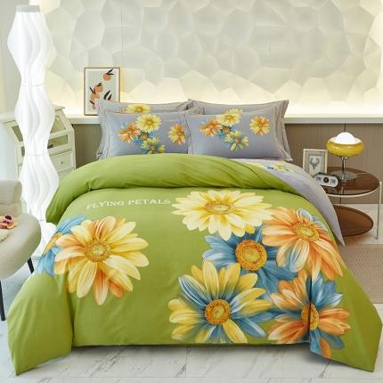 91家纺网 家纺一手货源 找家纺 雲归梦 2023年新款加厚全棉生态磨毛大版四件套 灿烂绿