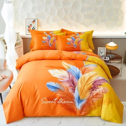 91家纺网 家纺一手货源 找家纺 雲归梦 2023年新款加厚全棉生态磨毛大版四件套 诺羽倾心