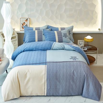 91家纺网 家纺一手货源 找家纺 雲归梦 2023年新款加厚全棉生态磨毛大版四件套 维意蓝