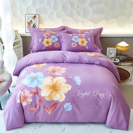 91家纺网 家纺一手货源 找家纺 雲归梦 2023年新款加厚全棉生态磨毛大版四件套 意韵诗境紫