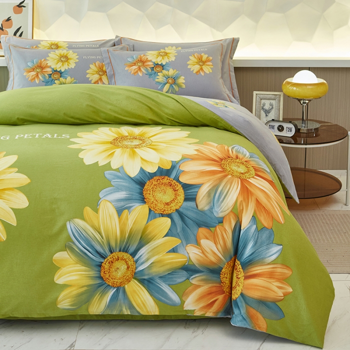 91家纺网 家纺一手货源 找家纺 雲归梦 2023年新款加厚全棉生态磨毛大版四件套 灿烂绿