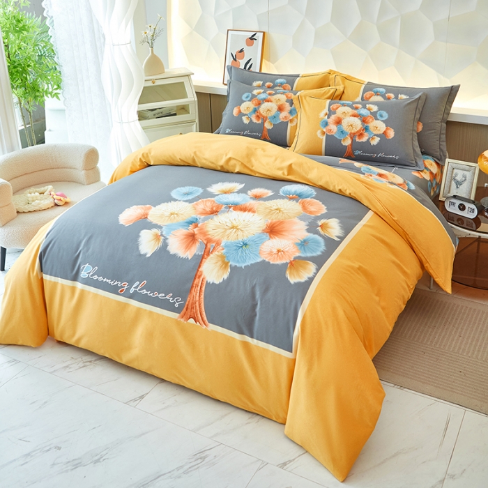 91家纺网 家纺一手货源 找家纺 雲归梦 2023年新款加厚全棉生态磨毛大版四件套 飞舞花絮