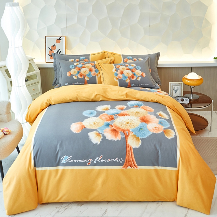 91家纺网 家纺一手货源 找家纺 雲归梦 2023年新款加厚全棉生态磨毛大版四件套 飞舞花絮