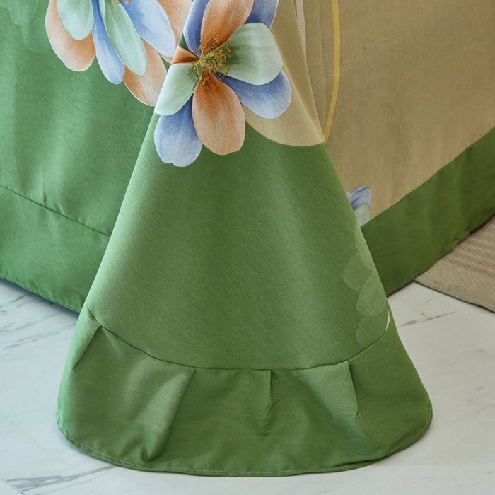 91家纺网 家纺一手货源 找家纺 雲归梦 2023年新款加厚全棉生态磨毛大版四件套 佳偶天成绿