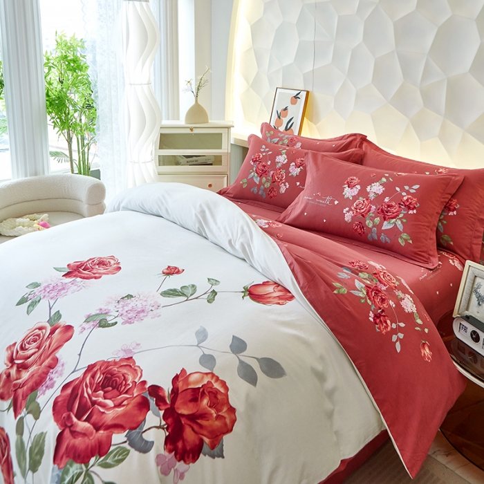 91家纺网 家纺一手货源 找家纺 雲归梦 2023年新款加厚全棉生态磨毛大版四件套 浪漫美景米