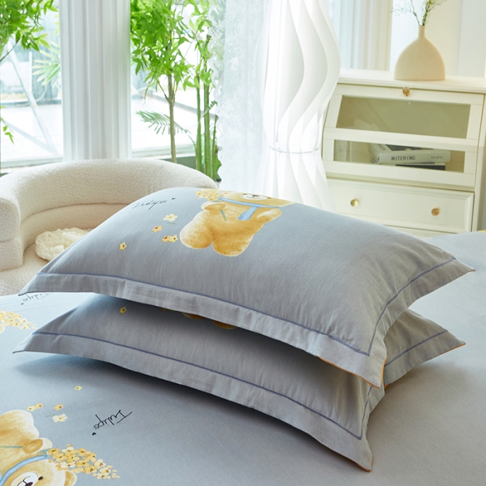 91家纺网 家纺一手货源 找家纺 雲归梦 2023年新款加厚全棉生态磨毛大版四件套 迷你花园桔