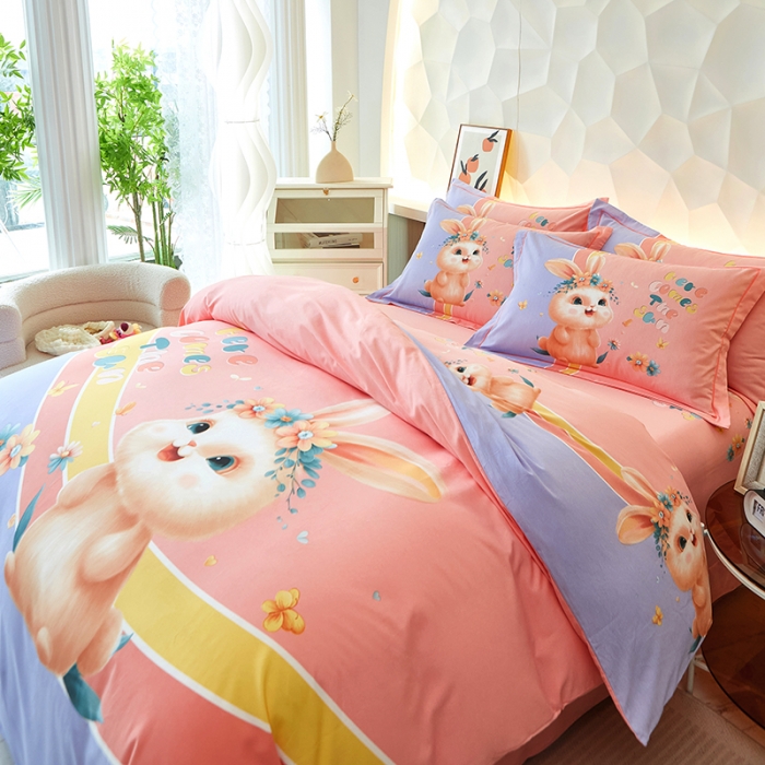 91家纺网 家纺一手货源 找家纺 雲归梦 2023年新款加厚全棉生态磨毛大版四件套 米菲