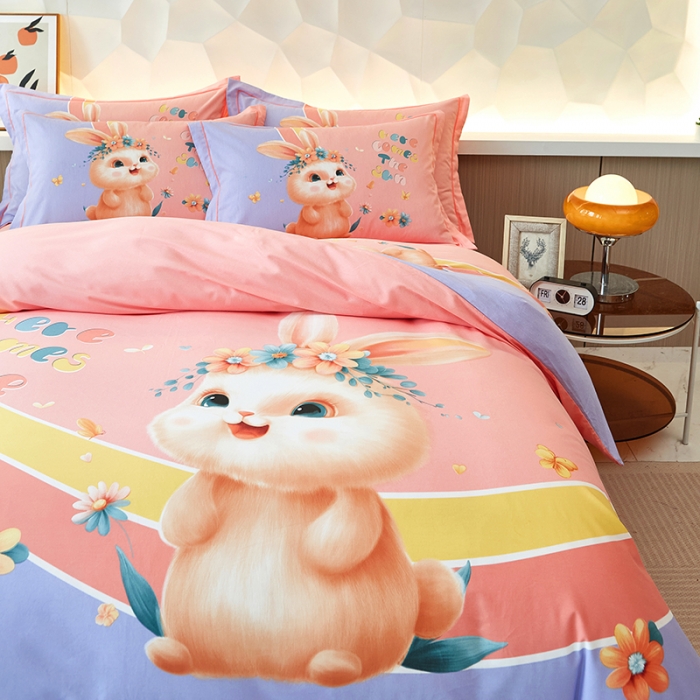 91家纺网 家纺一手货源 找家纺 雲归梦 2023年新款加厚全棉生态磨毛大版四件套 米菲