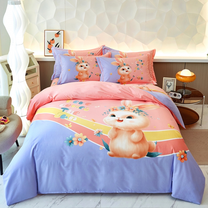 91家纺网 家纺一手货源 找家纺 雲归梦 2023年新款加厚全棉生态磨毛大版四件套 米菲