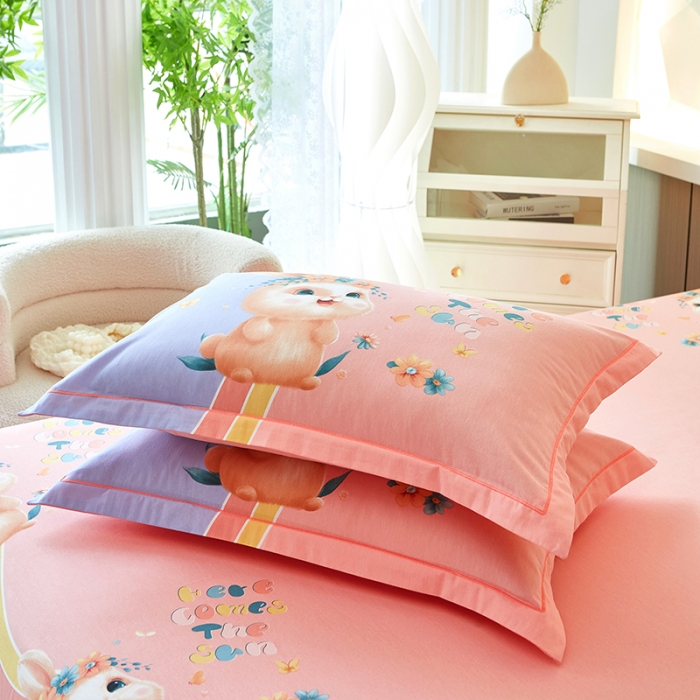 91家纺网 家纺一手货源 找家纺 雲归梦 2023年新款加厚全棉生态磨毛大版四件套 米菲