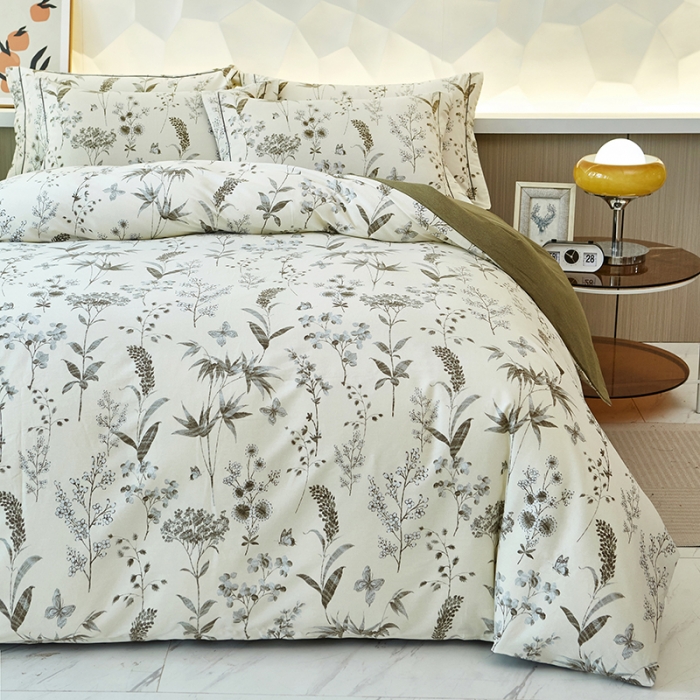 91家纺网 家纺一手货源 找家纺 雲归梦 2023年新款加厚全棉生态磨毛大版四件套 飘絮米