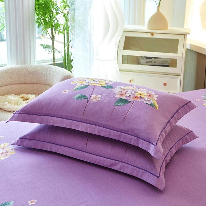 91家纺网 家纺一手货源 找家纺 雲归梦 2023年新款加厚全棉生态磨毛大版四件套 秋月迷人紫