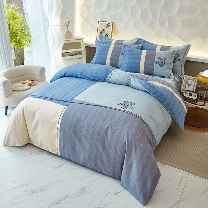 91家纺网 家纺一手货源 找家纺 雲归梦 2023年新款加厚全棉生态磨毛大版四件套 维意蓝