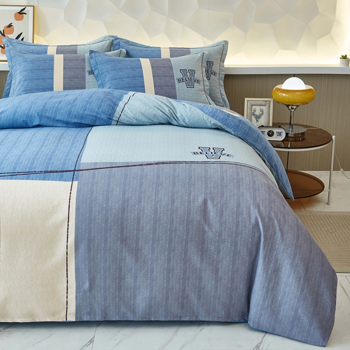 91家纺网 家纺一手货源 找家纺 雲归梦 2023年新款加厚全棉生态磨毛大版四件套 维意蓝