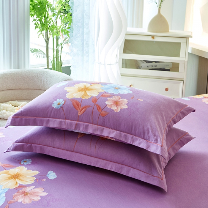 91家纺网 家纺一手货源 找家纺 雲归梦 2023年新款加厚全棉生态磨毛大版四件套 意韵诗境紫