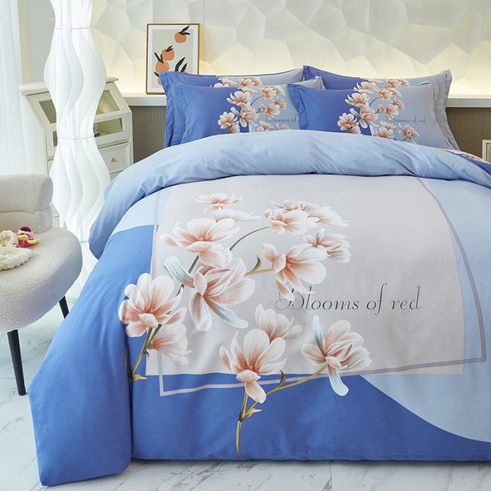 91家纺网 家纺一手货源 找家纺 雲归梦 2023年新款加厚全棉生态磨毛大版四件套 紫欣花语兰