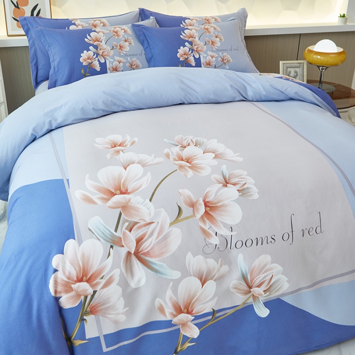 91家纺网 家纺一手货源 找家纺 雲归梦 2023年新款加厚全棉生态磨毛大版四件套 紫欣花语兰