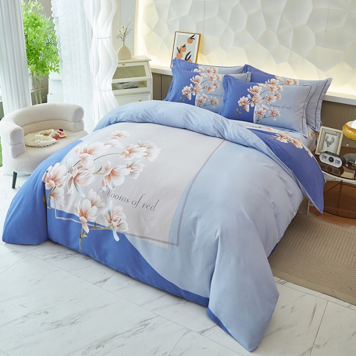 91家纺网 家纺一手货源 找家纺 雲归梦 2023年新款加厚全棉生态磨毛大版四件套 紫欣花语兰