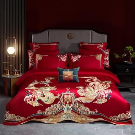 91家纺网 家纺一手货源 找家纺 （总）红番天 2025新款全棉提花全棉刺绣婚庆四件套六件套多件套