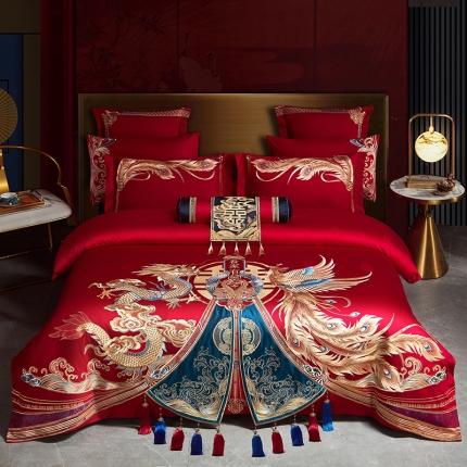 91家纺网 家纺一手货源 找家纺 （总）红番天 2025新款全棉提花全棉刺绣婚庆四件套六件套多件套