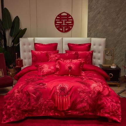 91家纺网 家纺一手货源 找家纺 （总）红番天 2025新款全棉提花全棉刺绣婚庆四件套六件套多件套