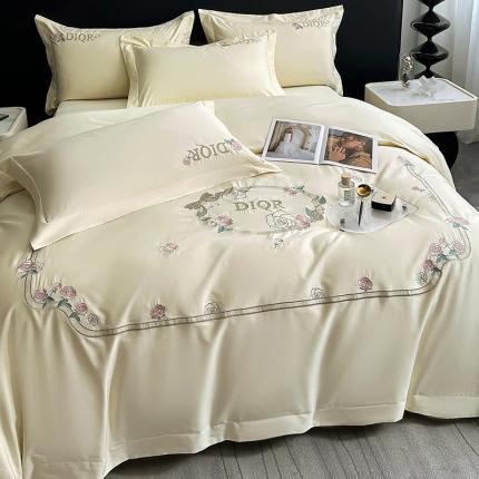 2023秘密花园系列轻奢小香风纯棉刺绣长绒棉四件套 秘密花园-奶昔白