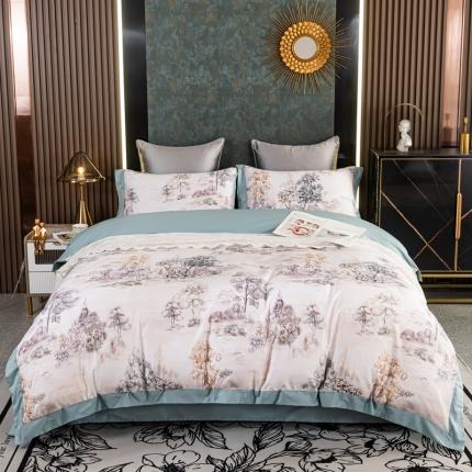 氧家 2025新款100支全棉数码印花四件套 爱普森兰